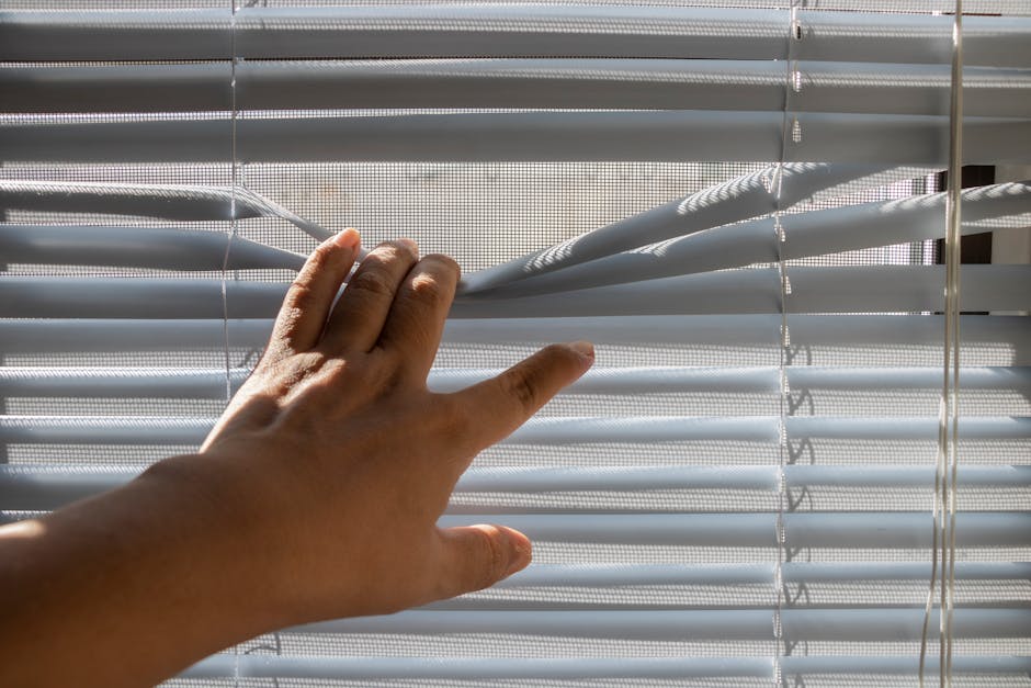 Professional installer carefully fitting custom window blinds